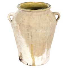 Large 19th Century French Pot de Confit or Confit Pot with Greenish Yellow Glaze