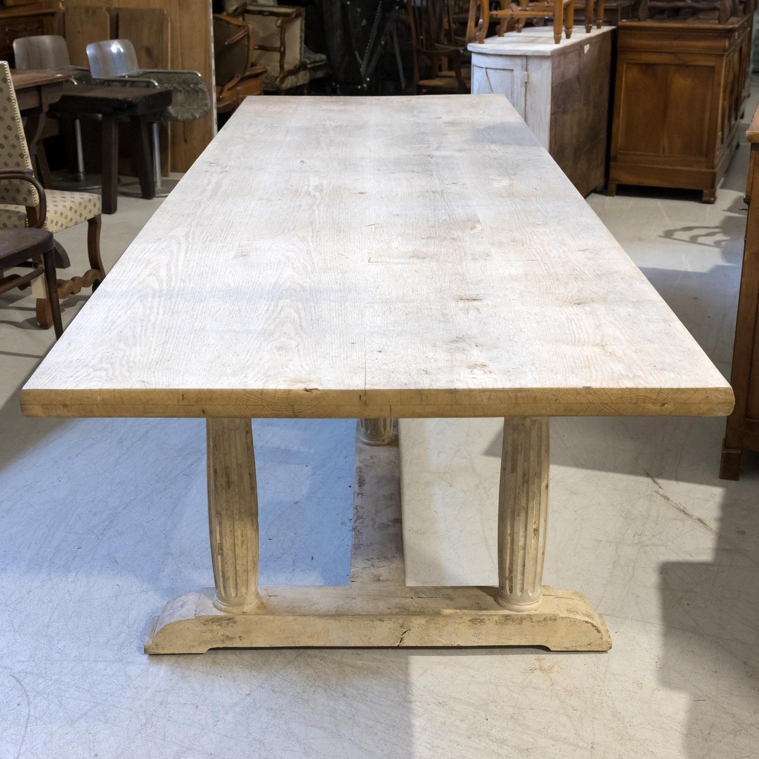 Large 19th Century French Provencal Bleached Oak Trestle Dining Table 7