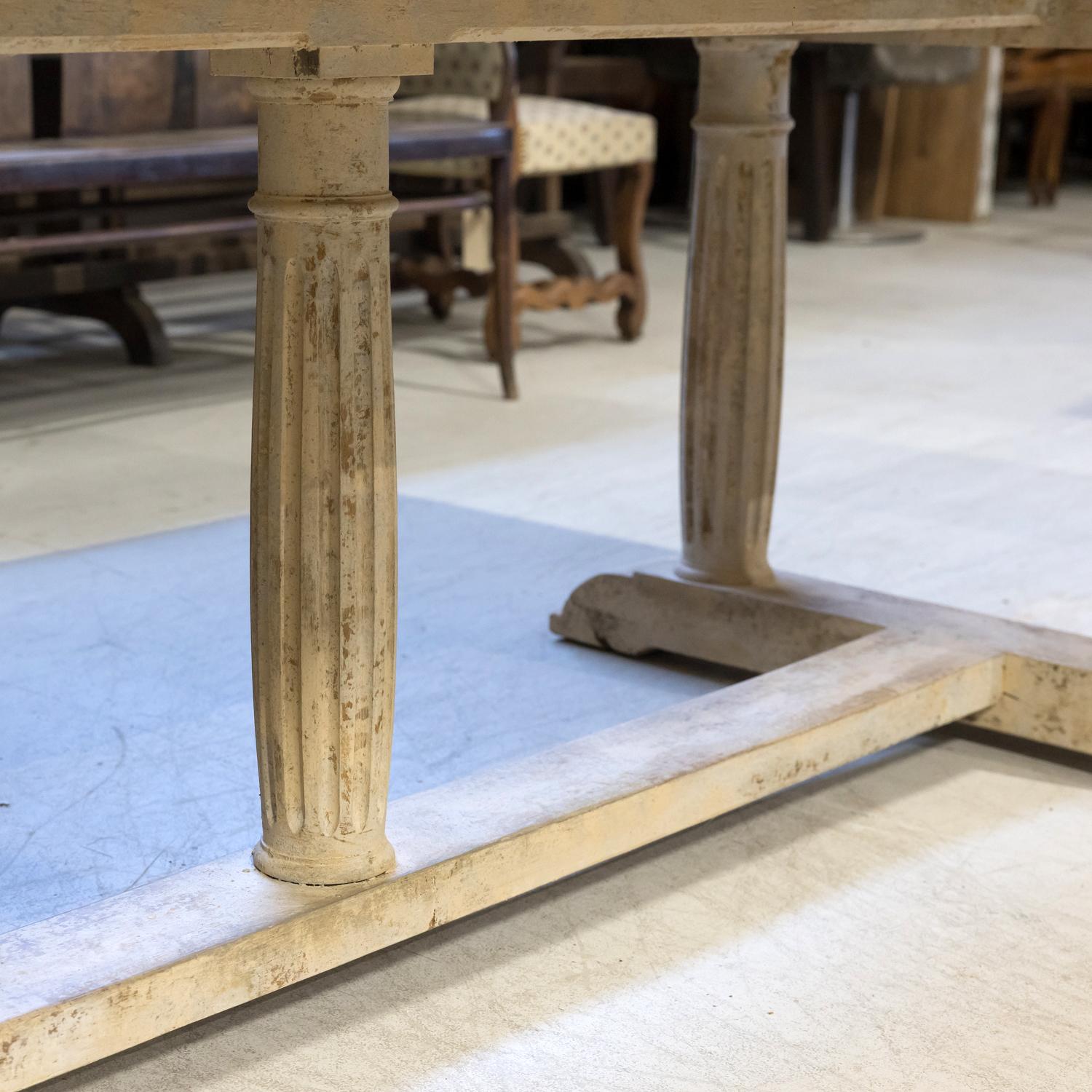 Large 19th Century French Provencal Bleached Oak Trestle Dining Table 9