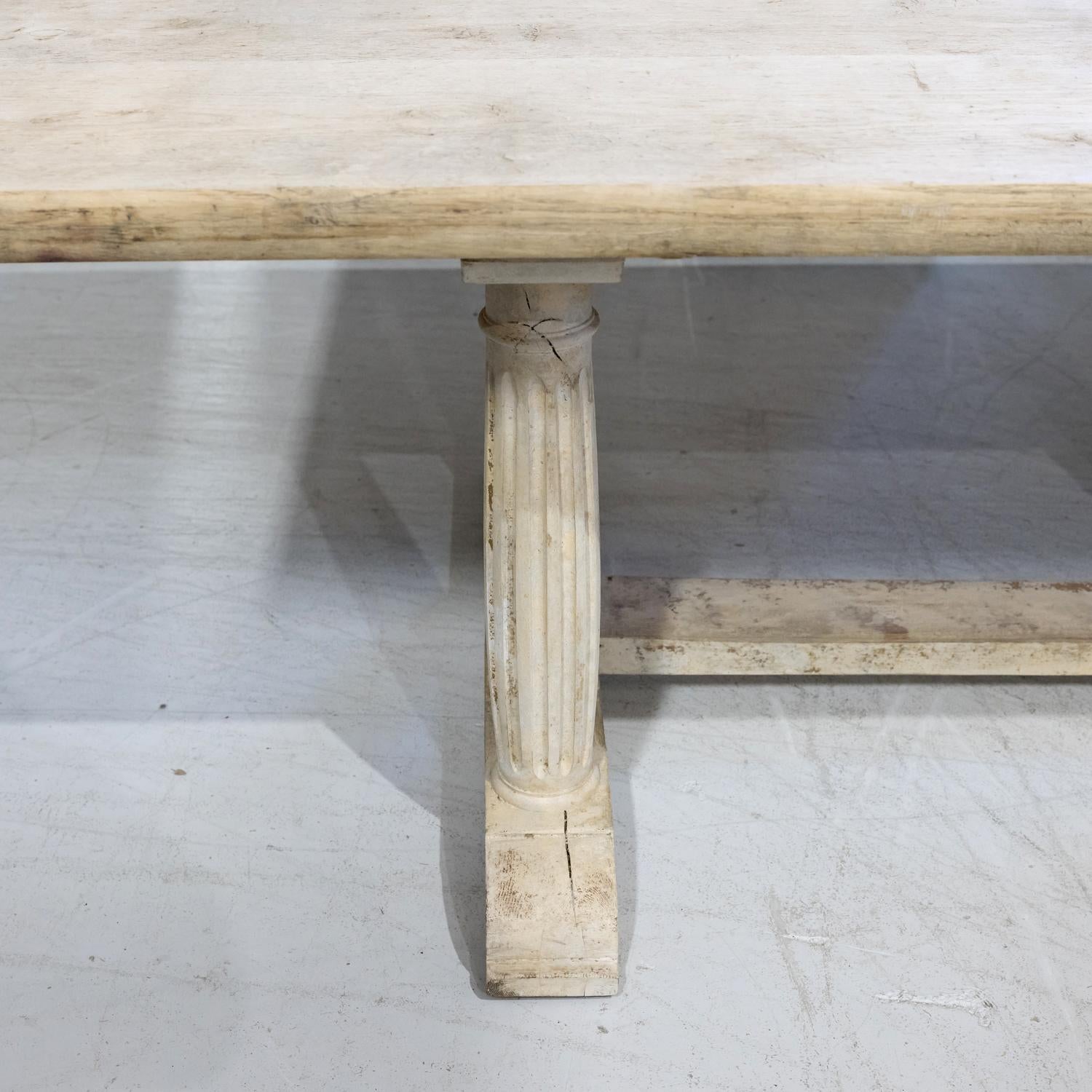 Large 19th Century French Provencal Bleached Oak Trestle Dining Table 2