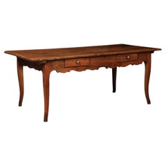 Large 19th Century French Provincial Walnut Writing Desk / Farm Table