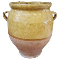 Large 19th Century French Provincial Yellow Glazed Terra Cotta “Confit” Pot