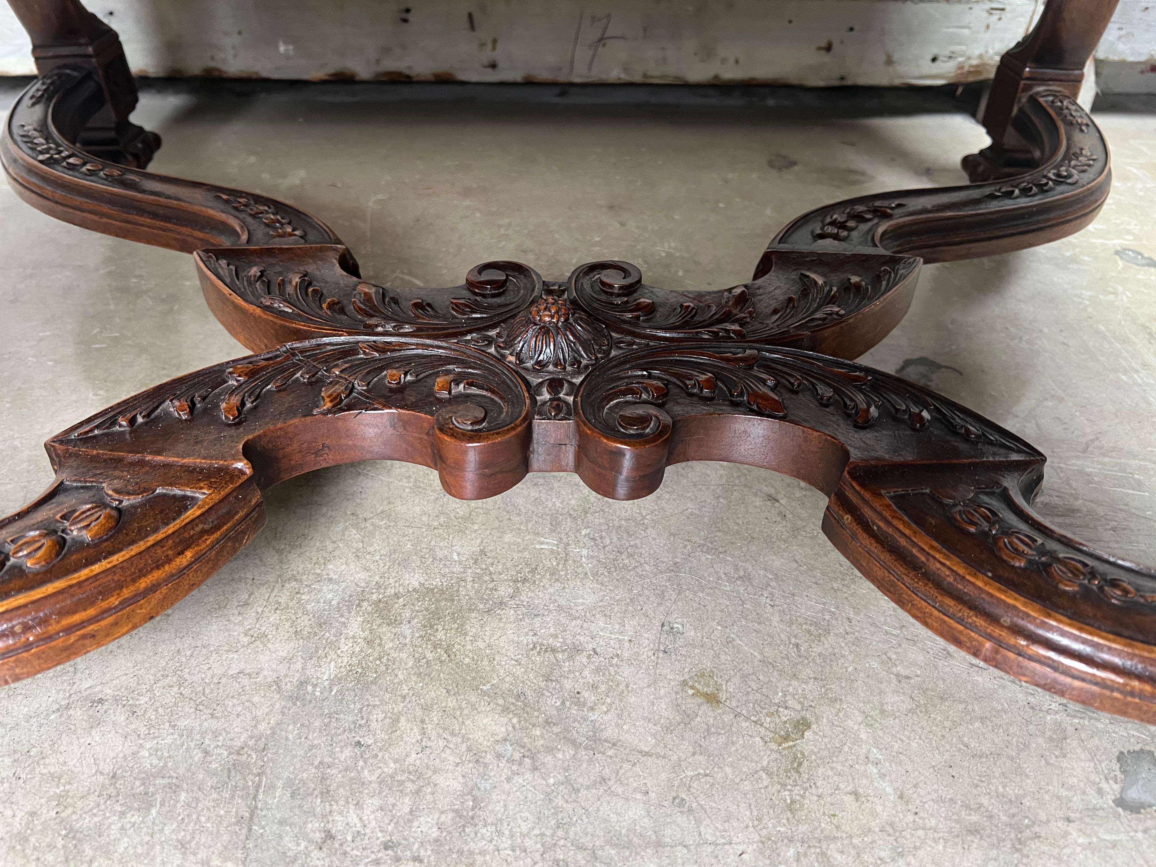 Large 19th Century French Regence Style Carved Walnut Ottoman For Sale 5