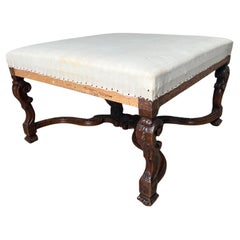 Used Large 19th Century French Regence Style Carved Walnut Ottoman