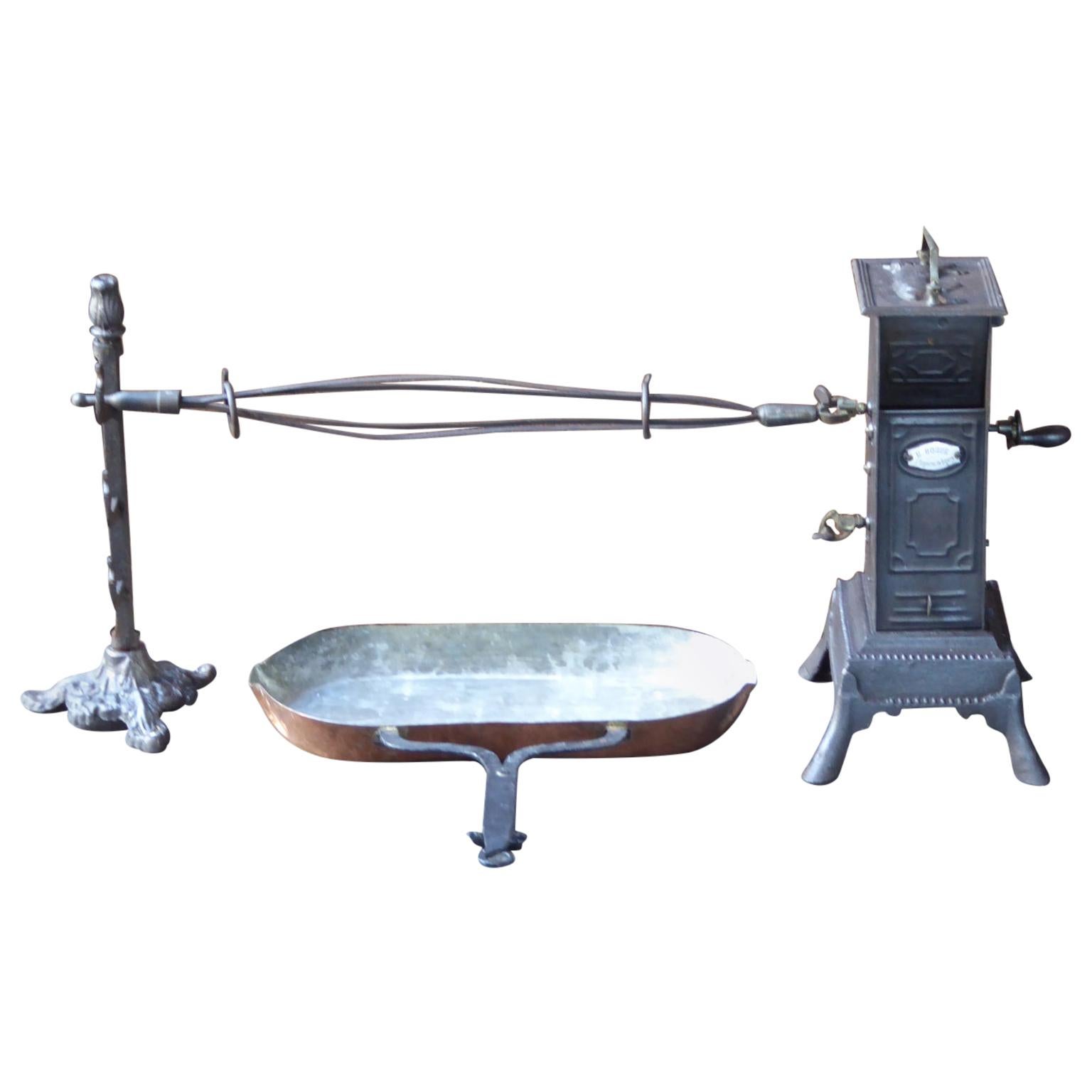 Large 19th Century French Roasting Jack and Attachments