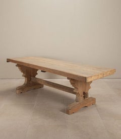 Grande table de ferme en hêtre frotté du 19e siècle, d'origine française
