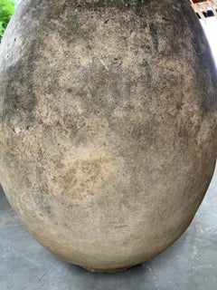 Large 19th Century French Terracotta Biot Jar with Yellow Glazed Rim
