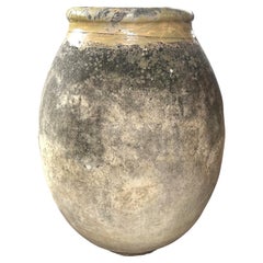 Large 19th Century French Terracotta Biot Jar with Yellow Glazed Rim