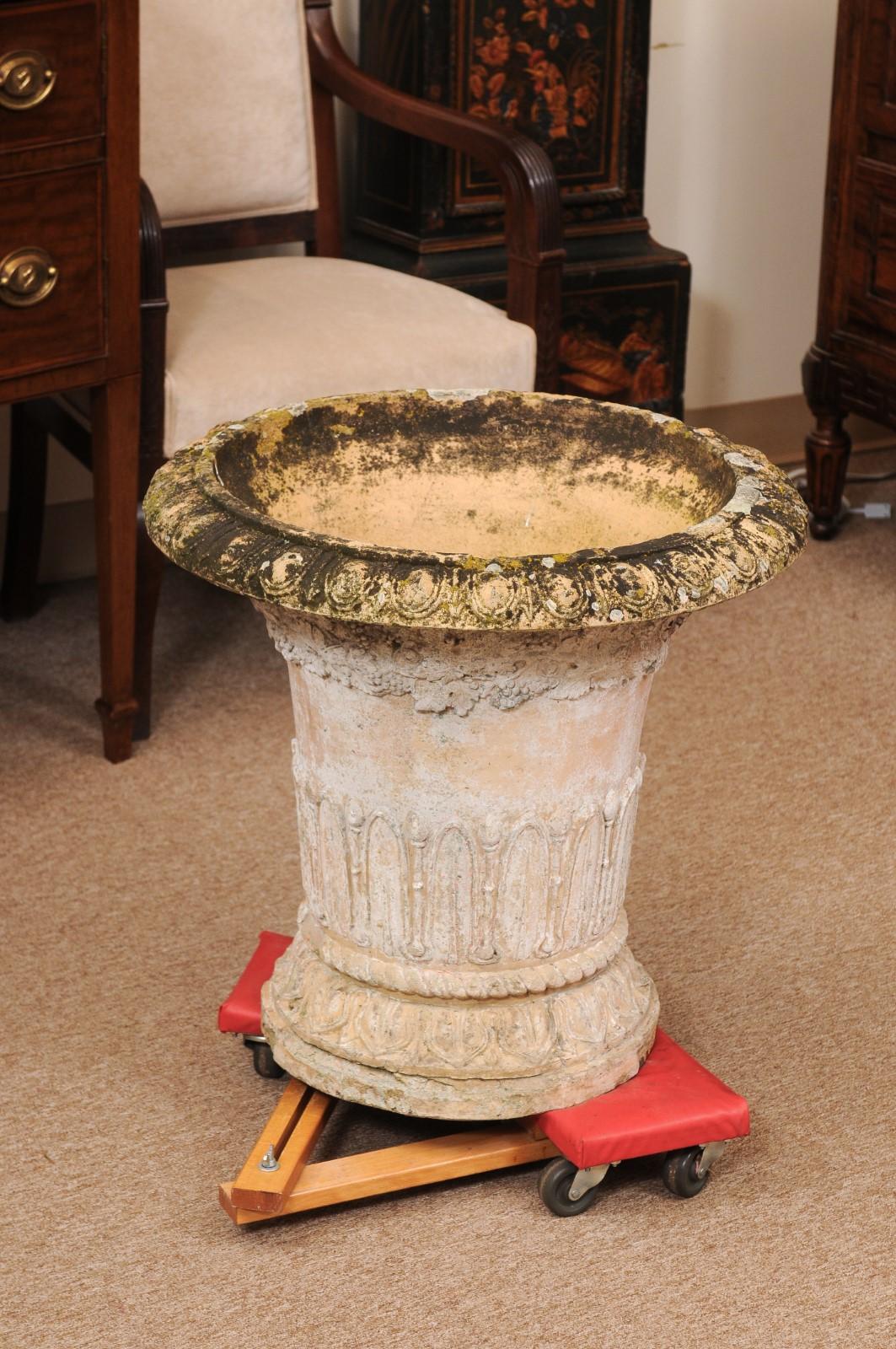Large 19th Century French Terracotta Garden Urn, with Maker’s Stamp For Sale 7