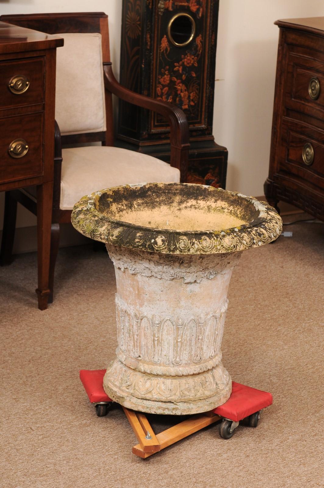 Large 19th Century French Terracotta Garden Urn, with Maker’s Stamp For Sale 8