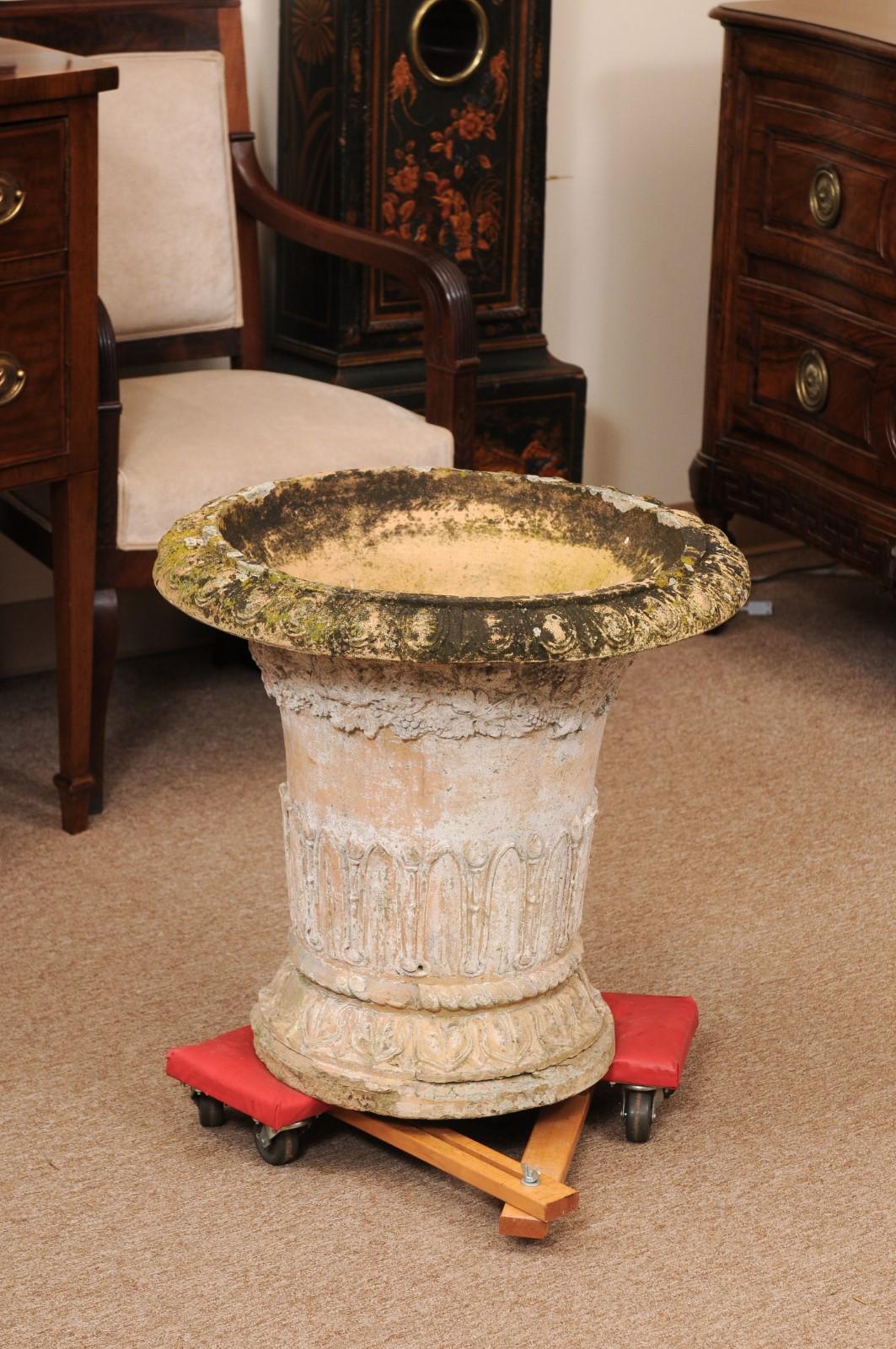 Large 19th Century French Terracotta Garden Urn, with Maker’s Stamp For Sale 9