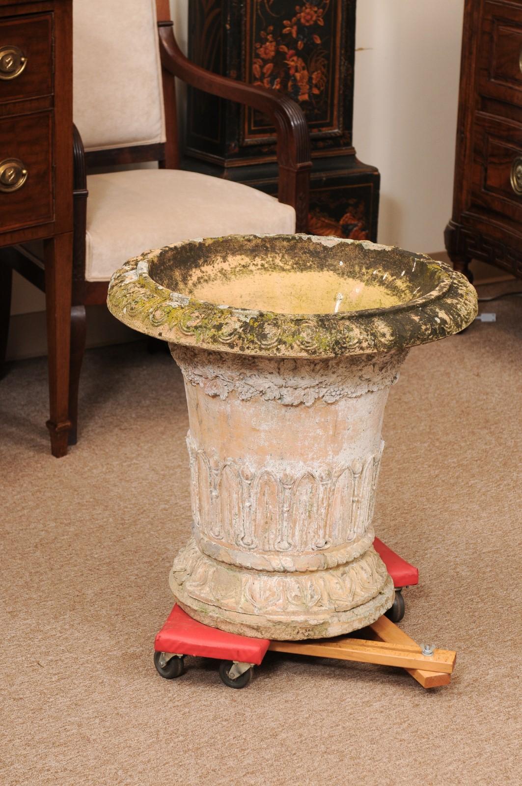 Large 19th Century French Terracotta Garden Urn, with Maker’s Stamp For Sale 10