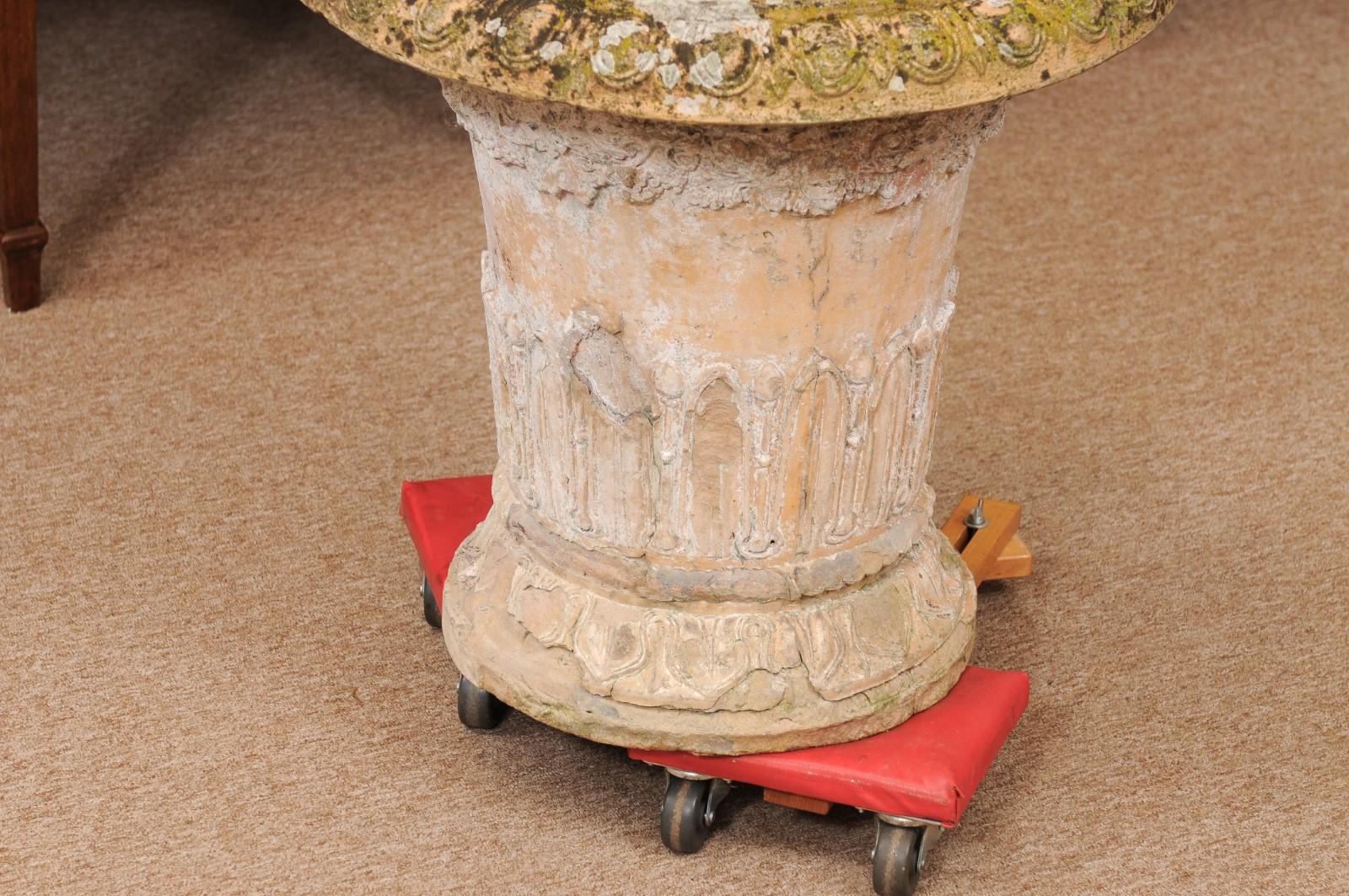 Concrete Large 19th Century French Terracotta Garden Urn, with Maker’s Stamp For Sale