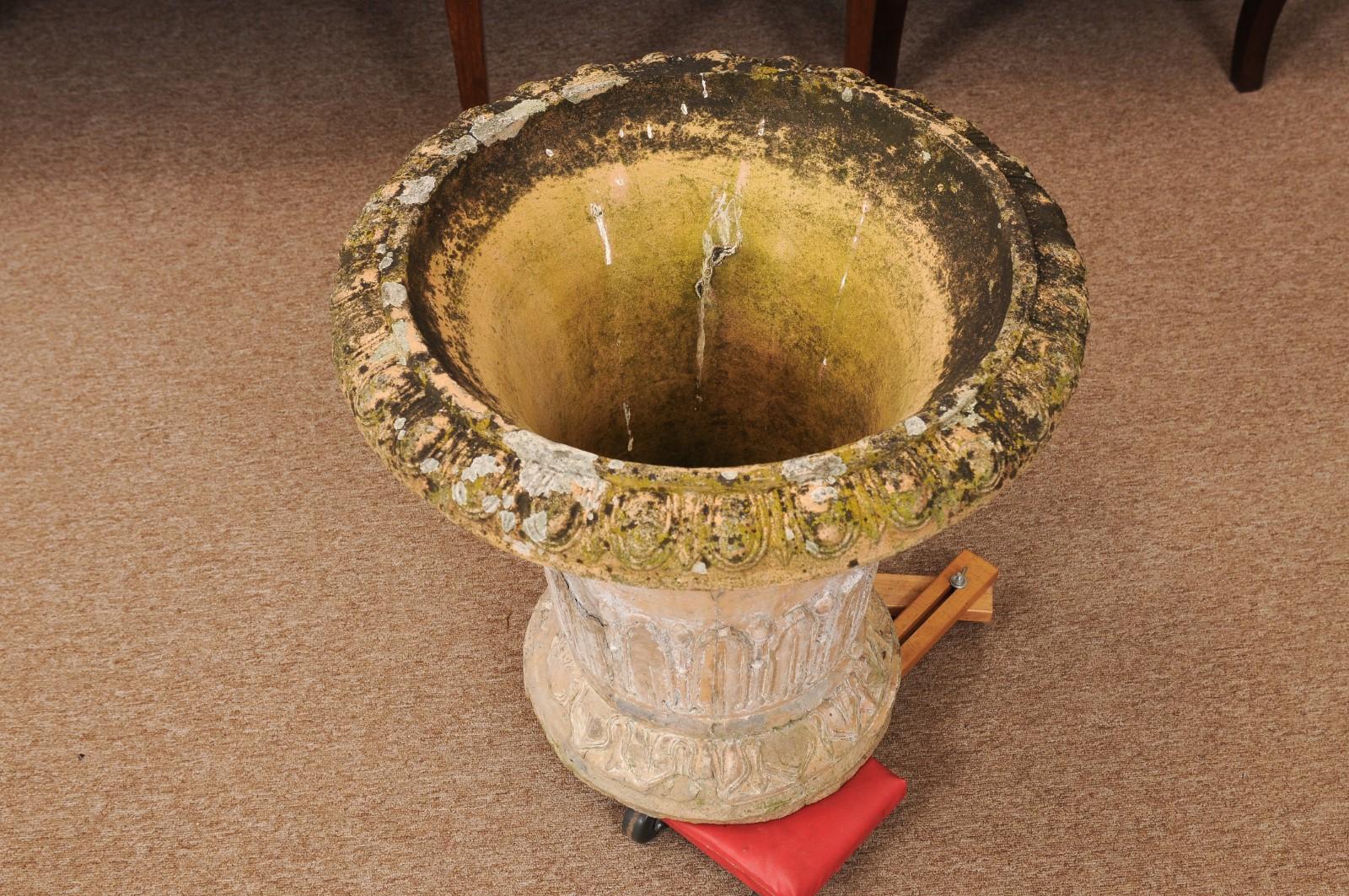 Large 19th Century French Terracotta Garden Urn, with Maker’s Stamp For Sale 1