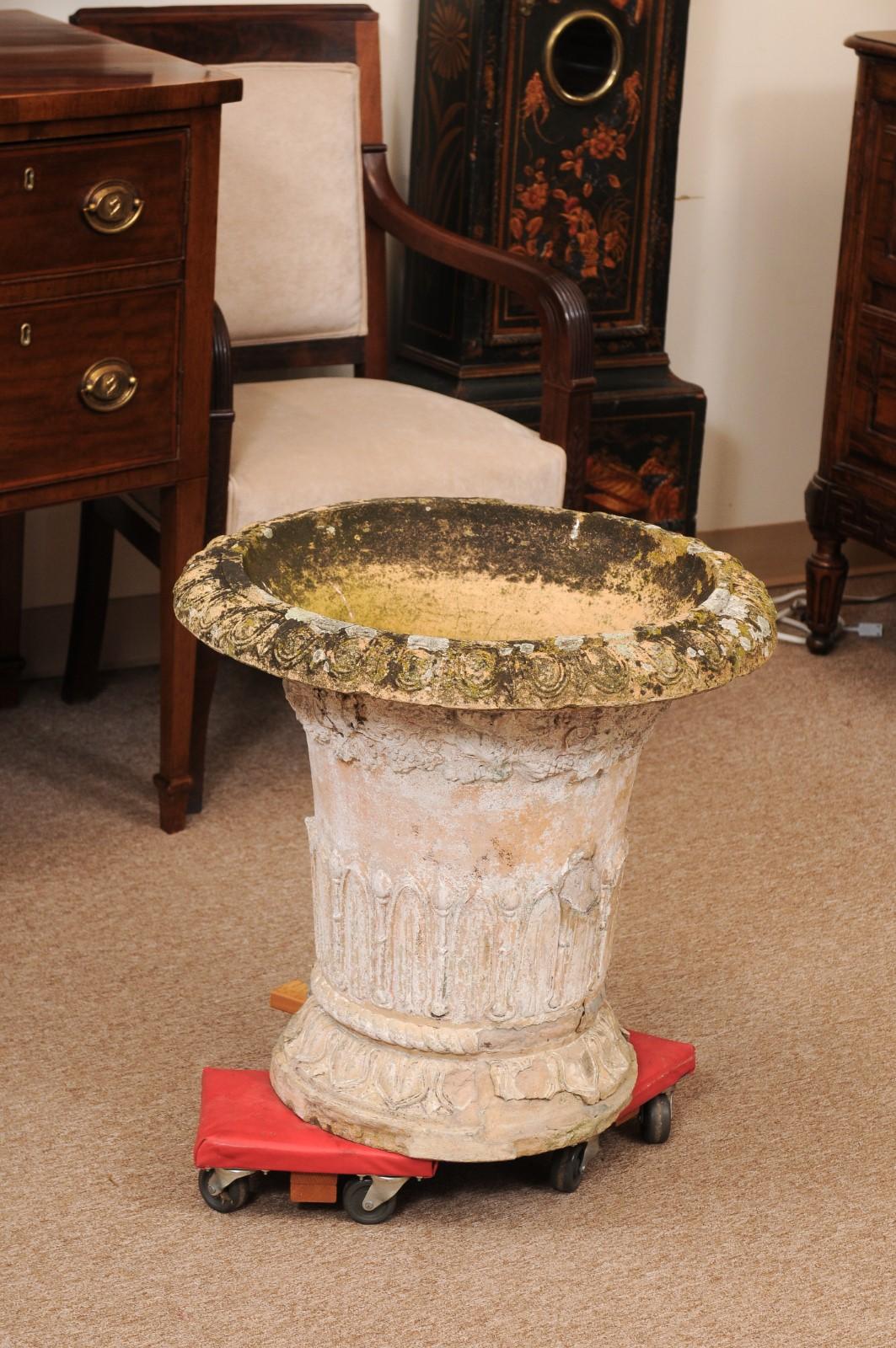 Large 19th Century French Terracotta Garden Urn, with Maker’s Stamp For Sale 2