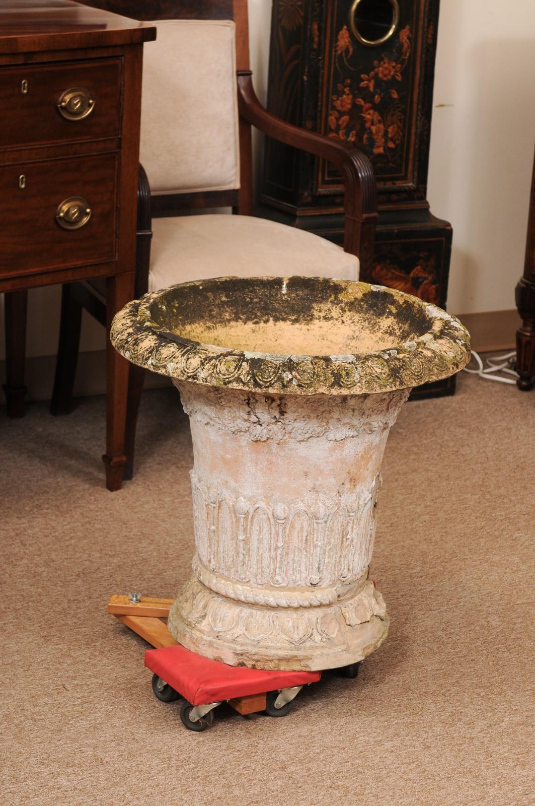 Large 19th Century French Terracotta Garden Urn, with Maker’s Stamp For Sale 3