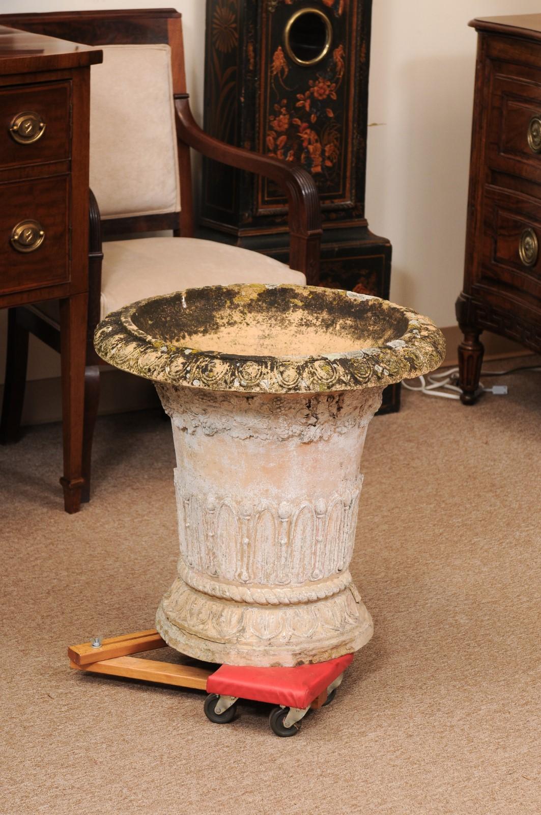 Large 19th Century French Terracotta Garden Urn, with Maker’s Stamp For Sale 4