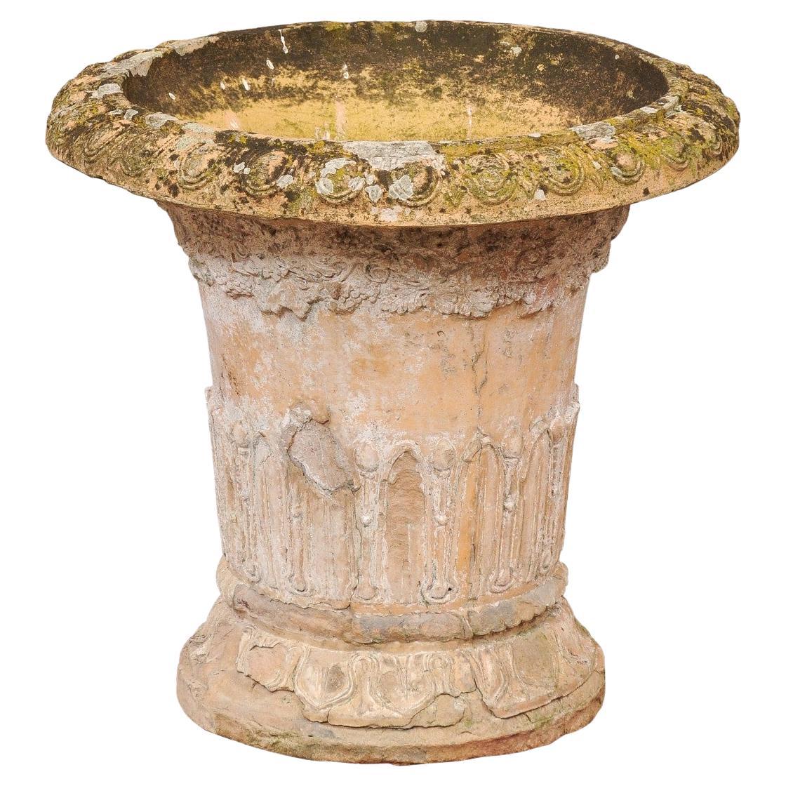 Large 19th Century French Terracotta Garden Urn, with Maker’s Stamp For Sale