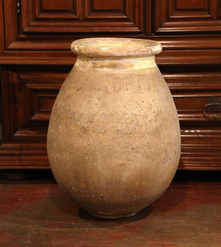 Large 19th Century French Terracotta Olive Jar from Provence For Sale at 1stdibs