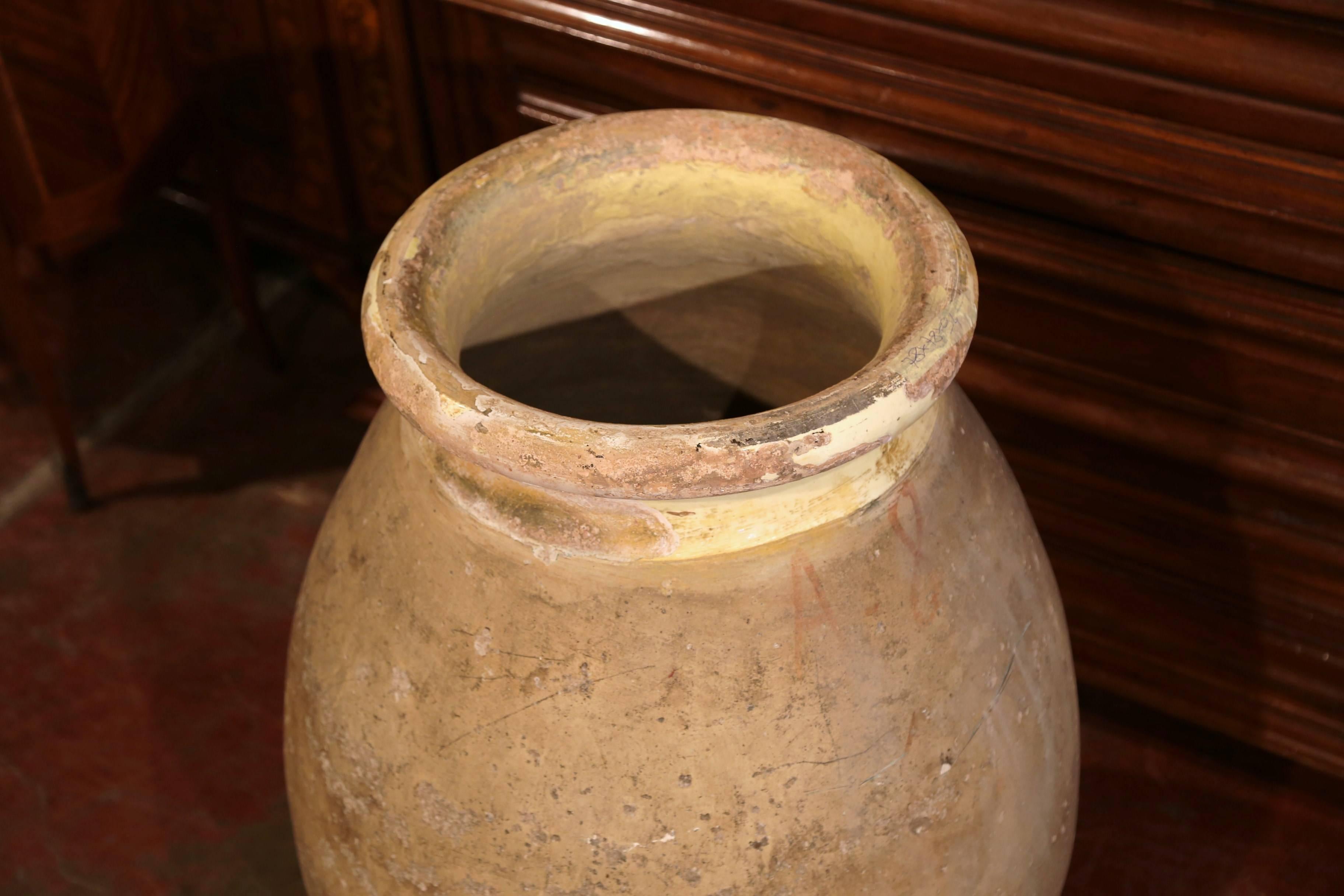 Earthenware  19th Century French Terracotta Olive Jar from Provence