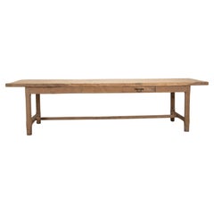 Large 19th Century French Three Metre Scrubbed Oak Farmhouse Table