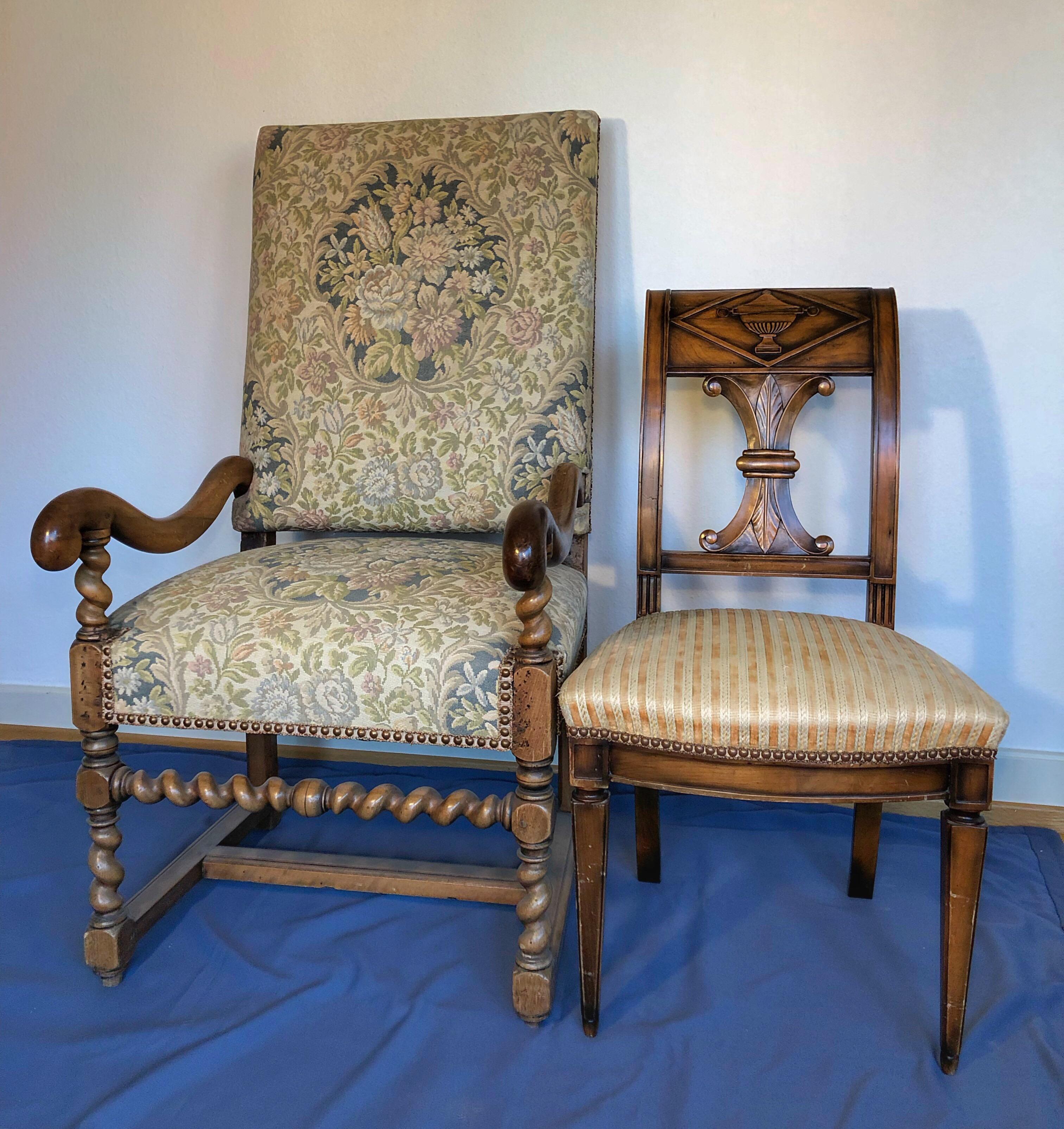 Sale 19th Century French Throne High Back Needlepoint Louis XIV Style Armchair 2