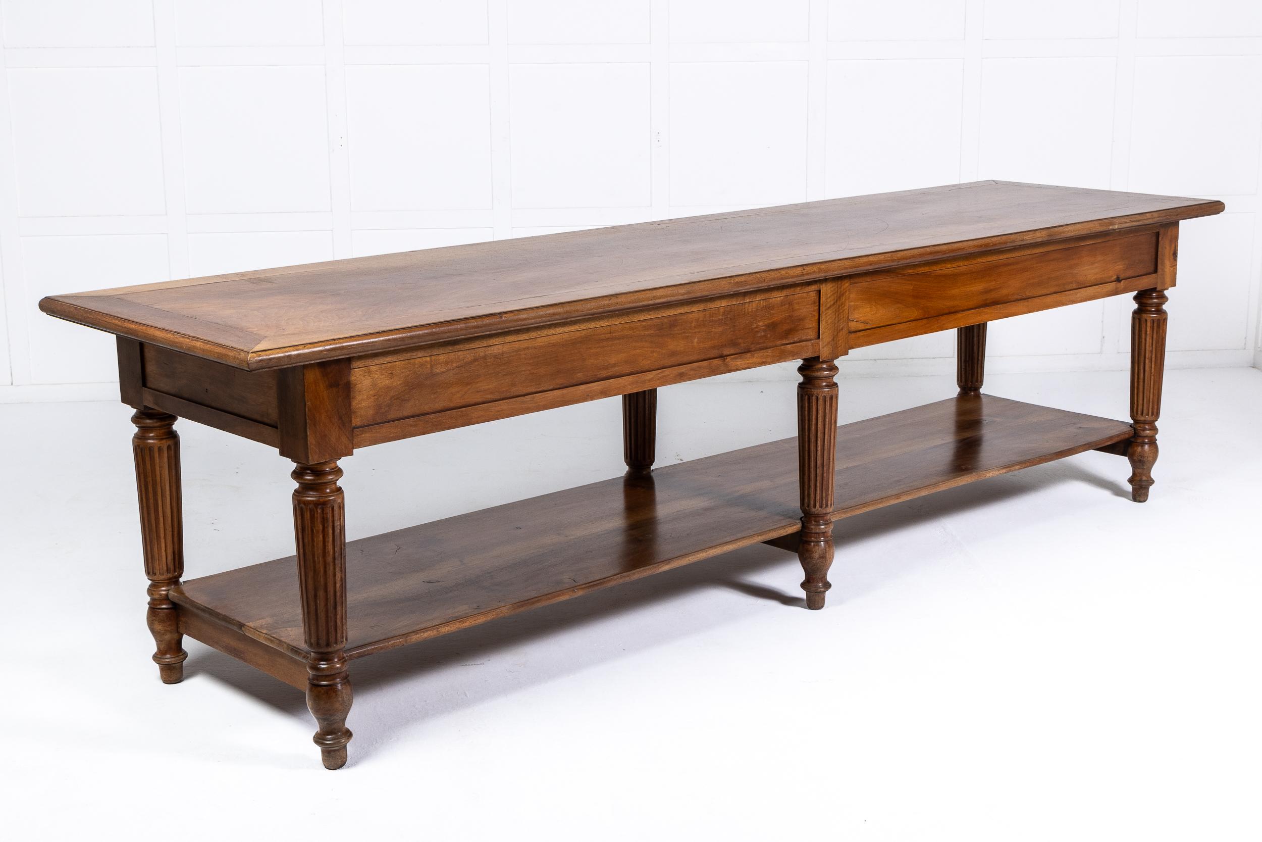 Large 19th Century French Walnut Drapers Table For Sale 8