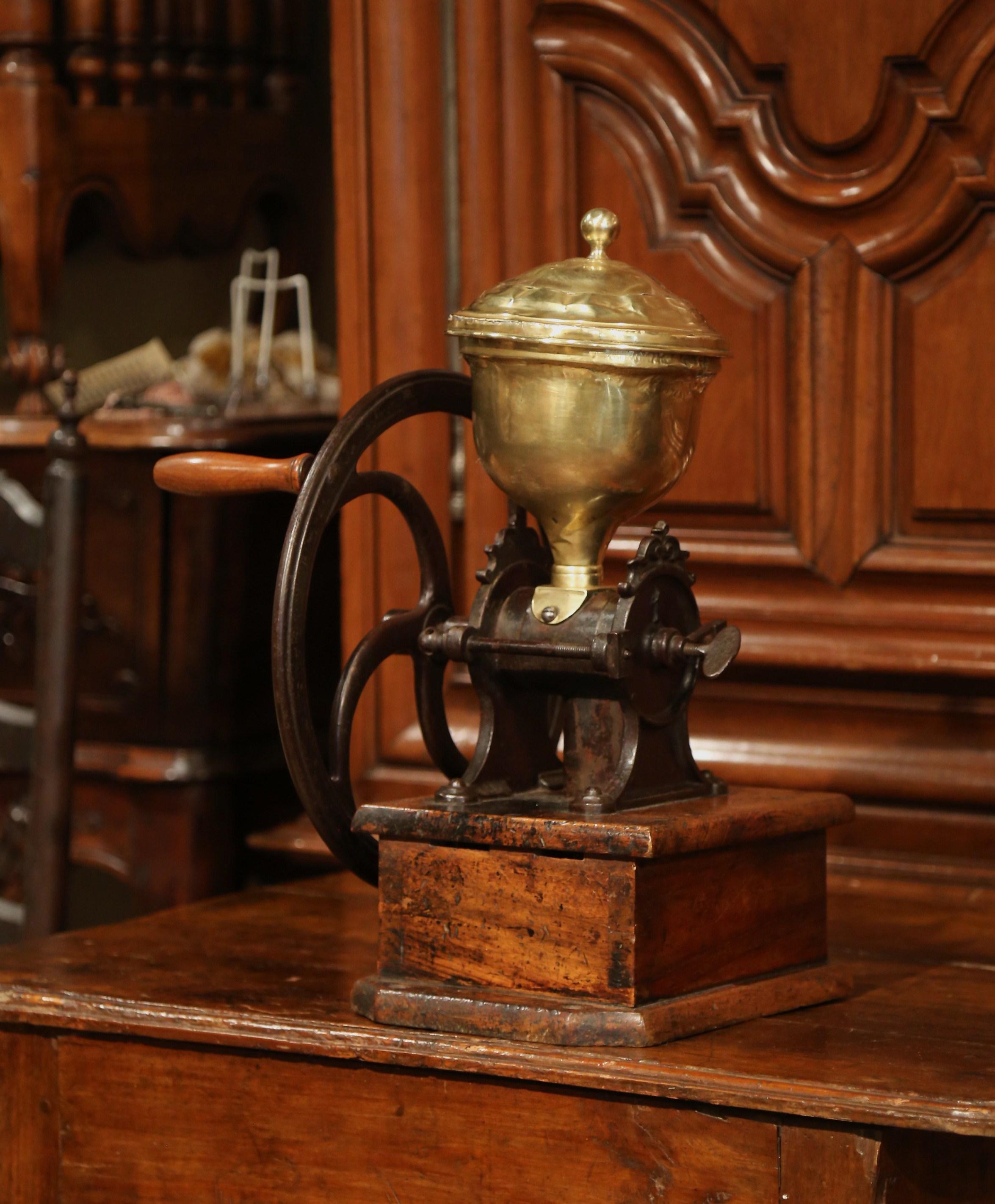vintage brass coffee grinder