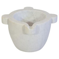 Large 19th Century French White Marble Mortar