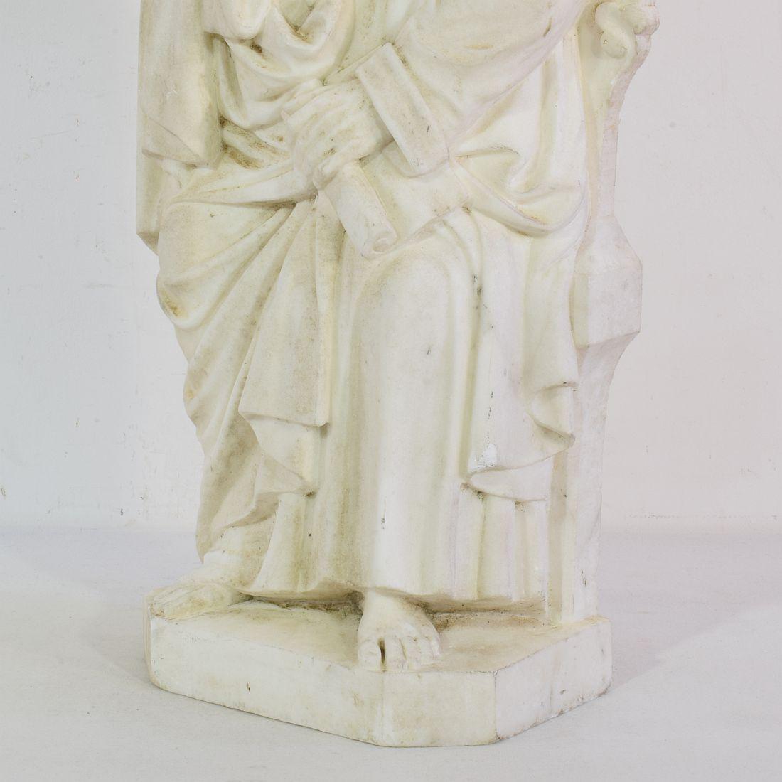 Grande statue de Saint John en marbre blanc français du 19e siècle en vente 2