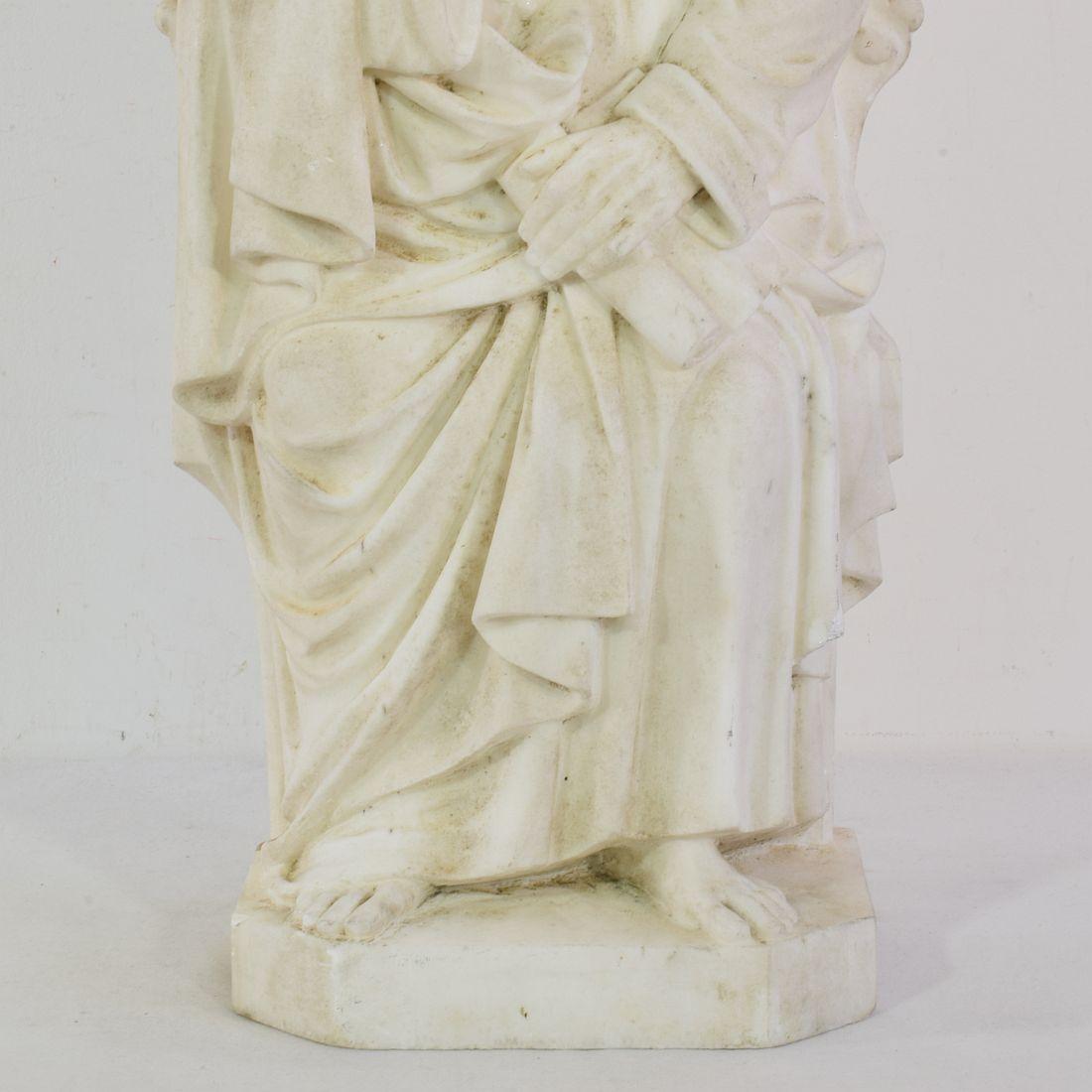 Grande statue de Saint John en marbre blanc français du 19e siècle en vente 3