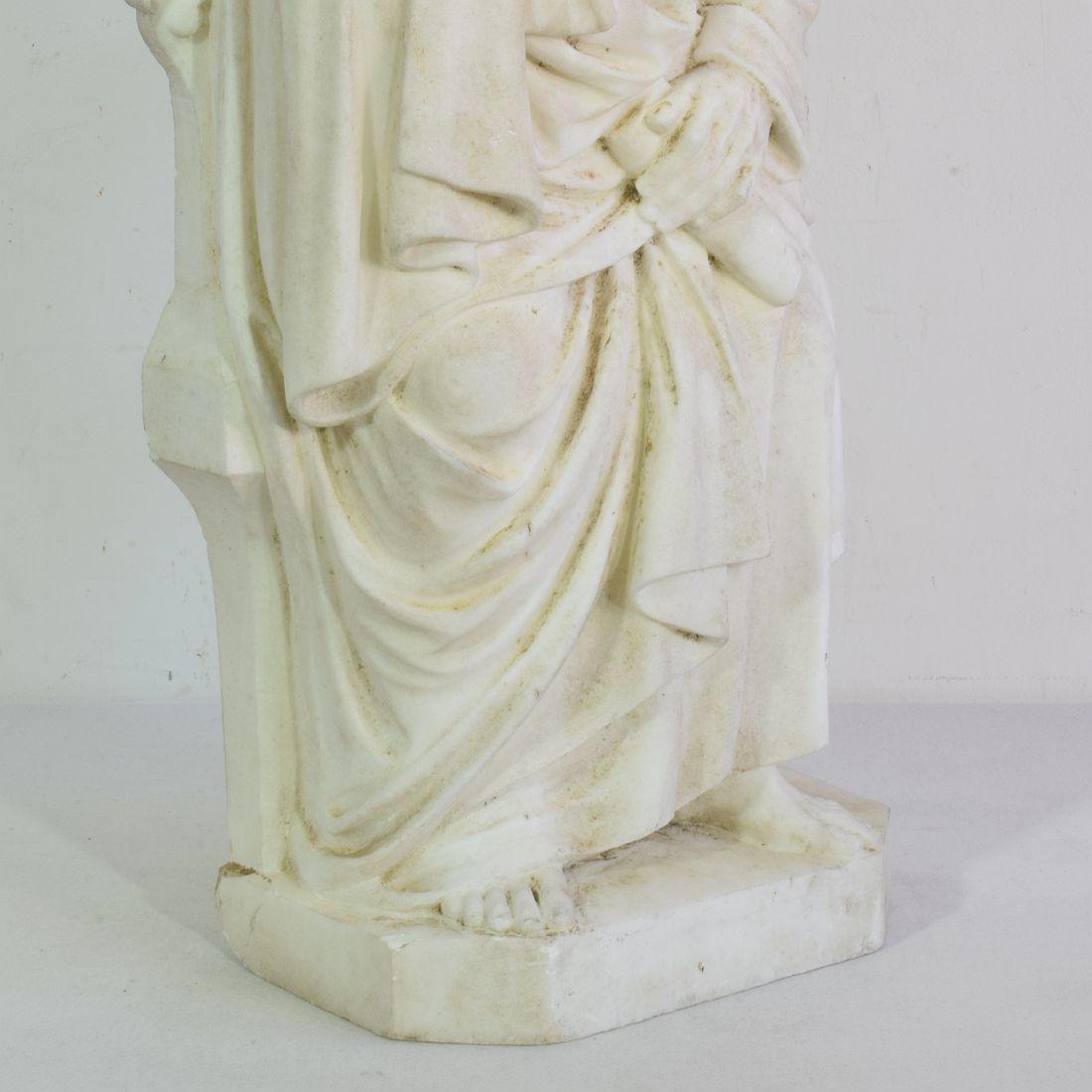 Grande statue de Saint John en marbre blanc français du 19e siècle en vente 4