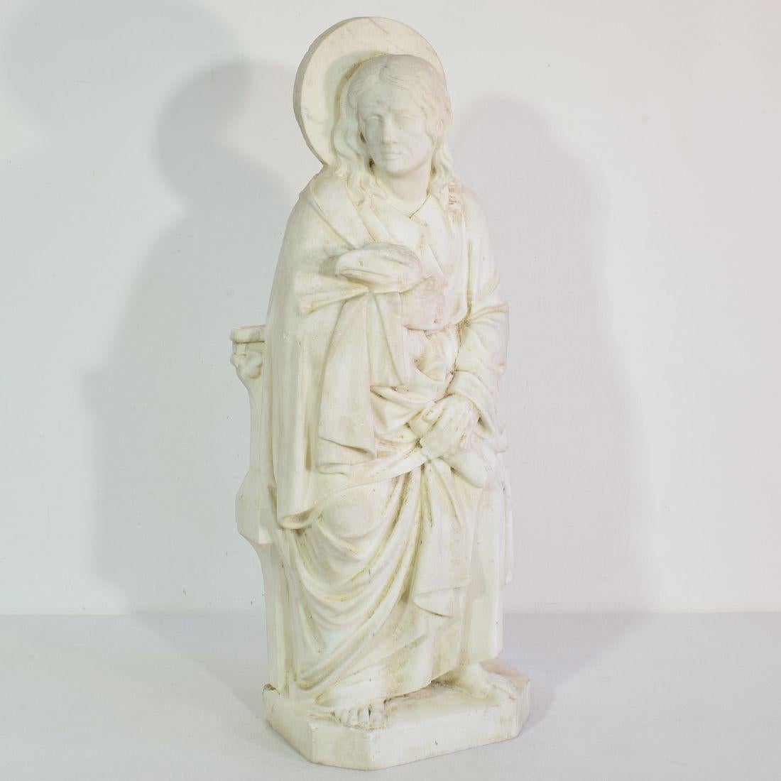 Néo-gothique Grande statue de Saint John en marbre blanc français du 19e siècle en vente