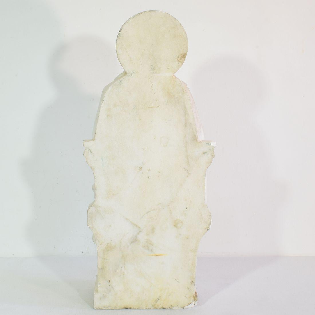 Sculpté à la main Grande statue de Saint John en marbre blanc français du 19e siècle en vente