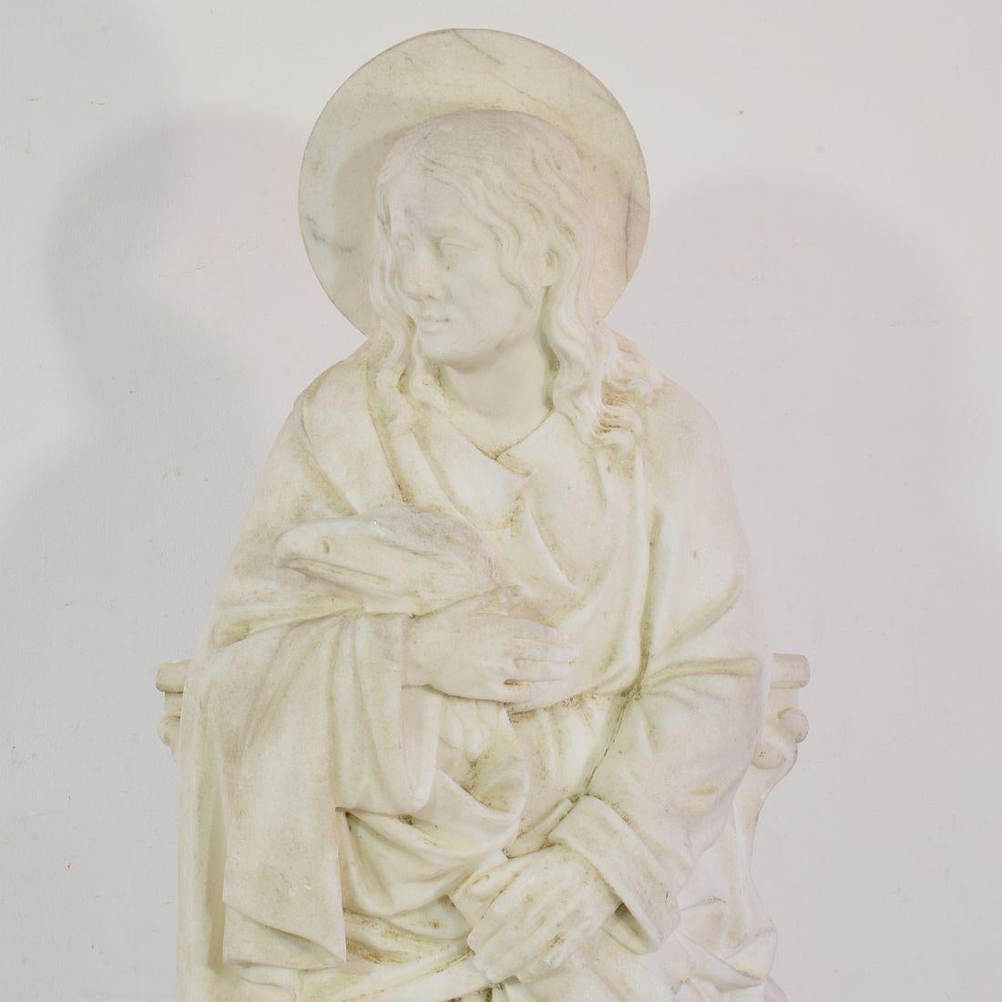 Marbre Grande statue de Saint John en marbre blanc français du 19e siècle en vente