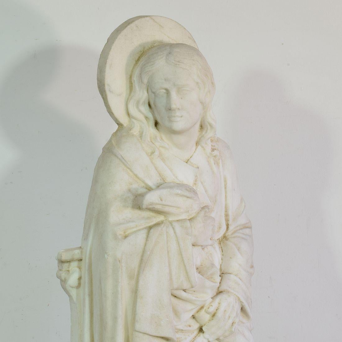Grande statue de Saint John en marbre blanc français du 19e siècle en vente 1