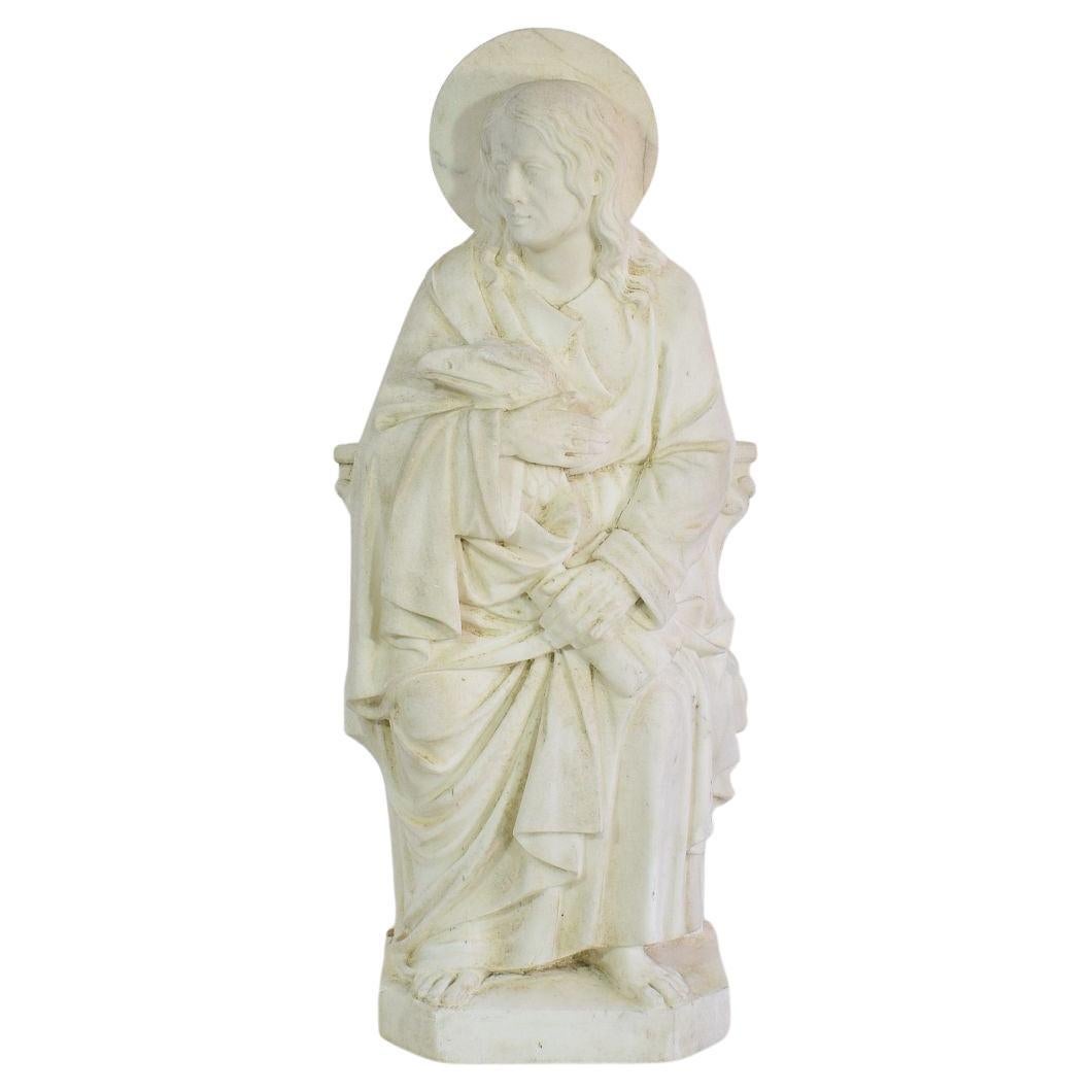 Grande statue de Saint John en marbre blanc français du 19e siècle en vente