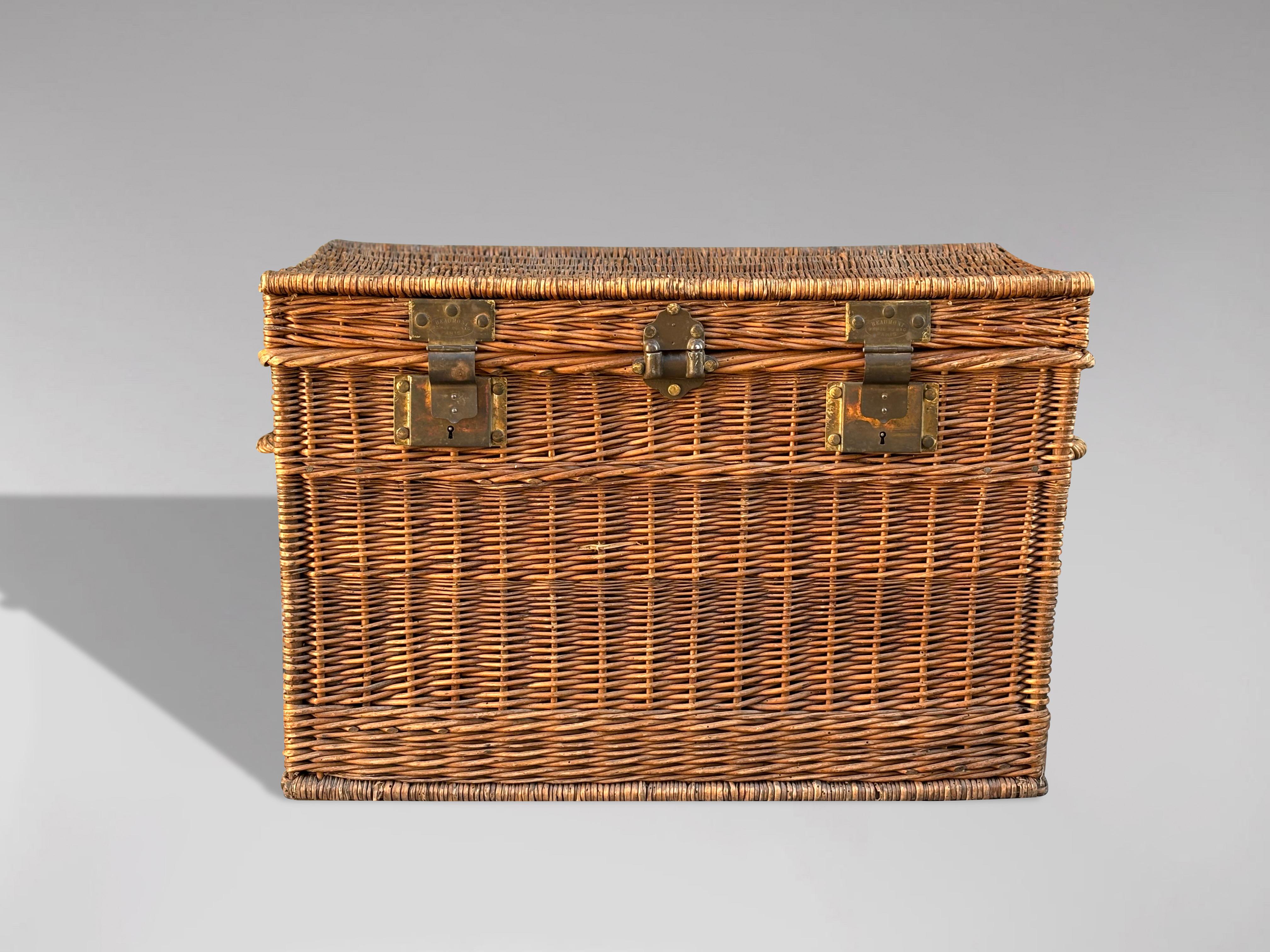 Large 19th Century French Wicker Storage Laundry Basket, 