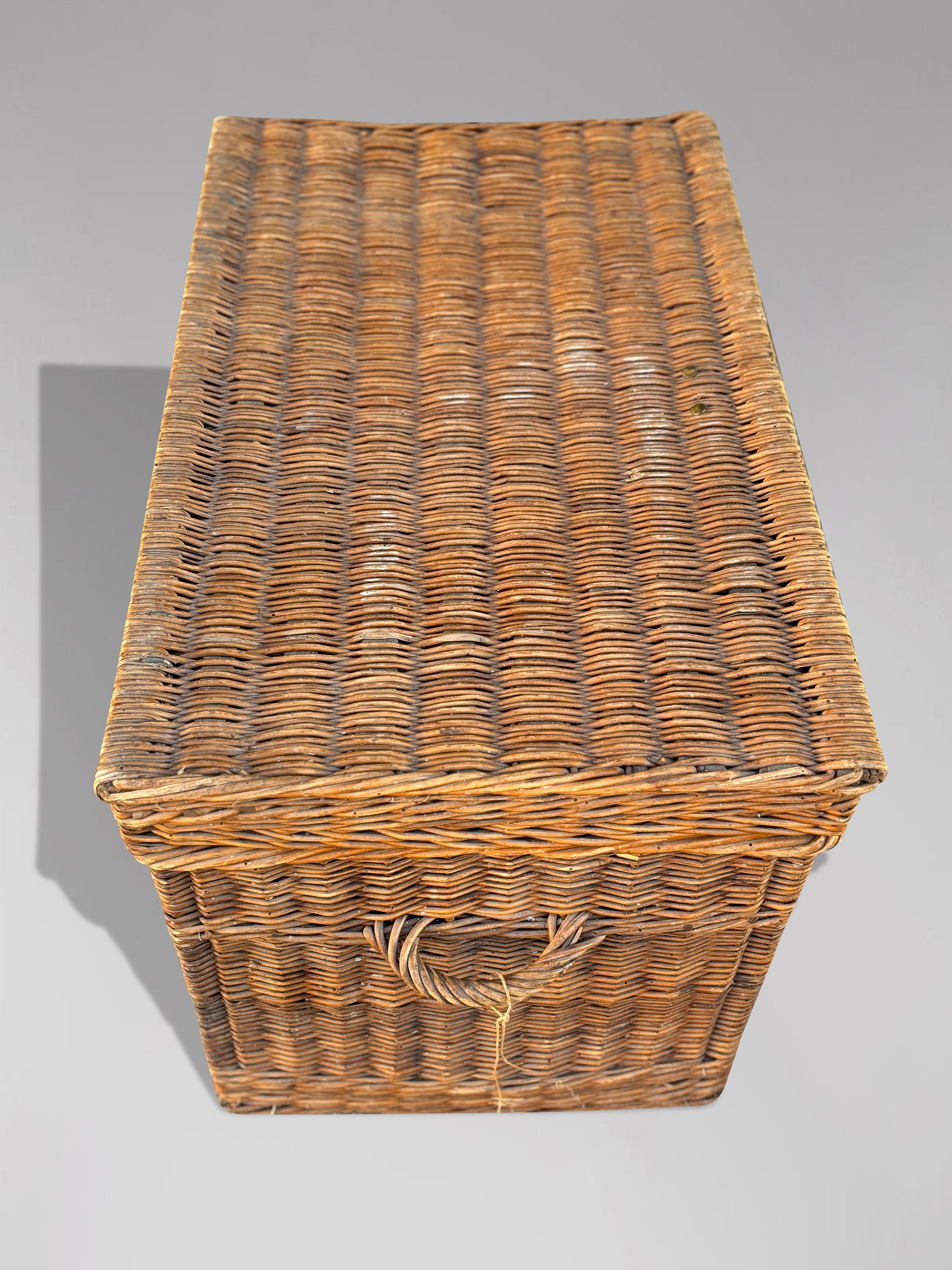 Large 19th Century French Wicker Storage Laundry Basket, 