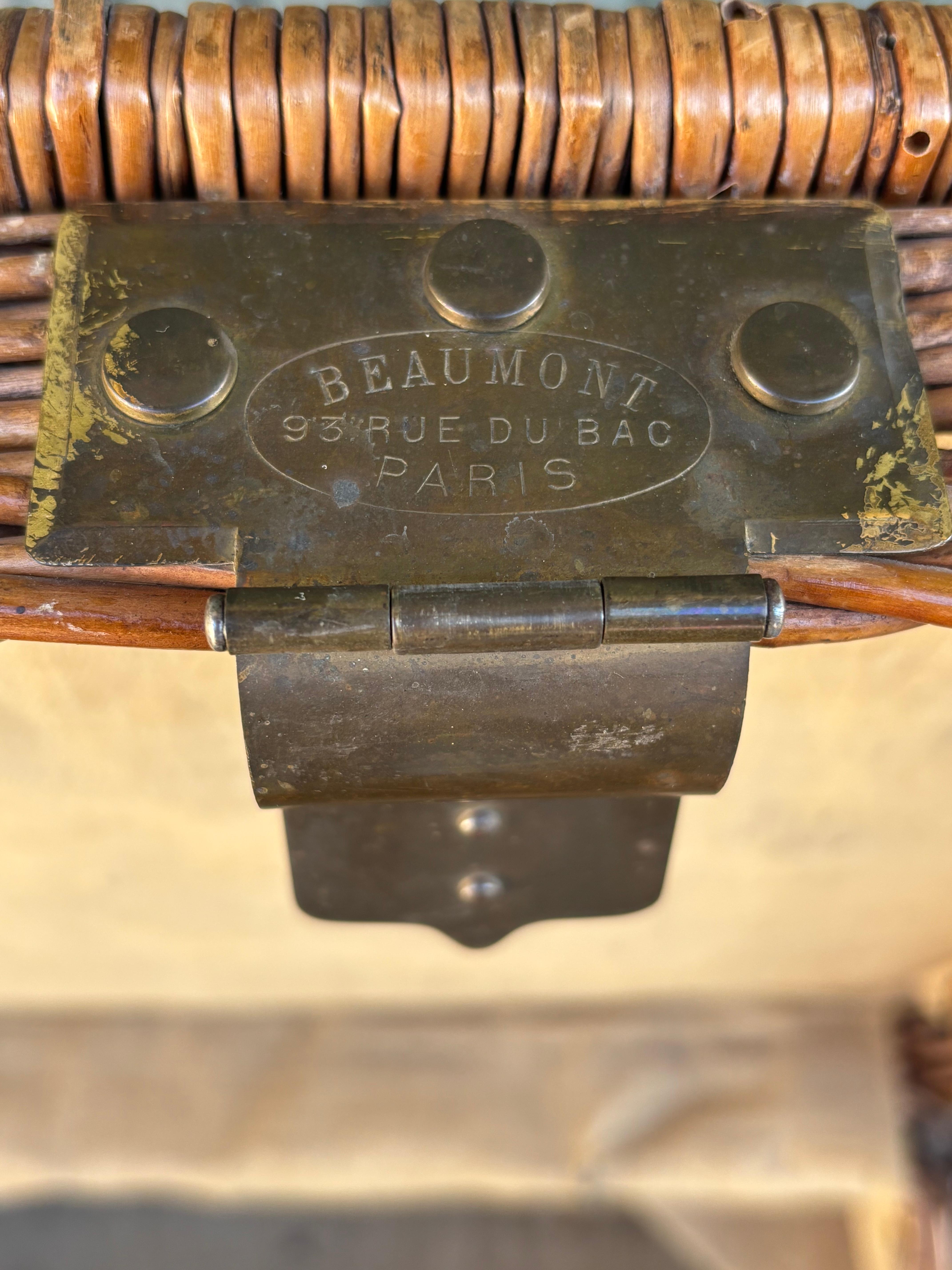 Brass Large 19th Century French Wicker Storage Laundry Basket, 