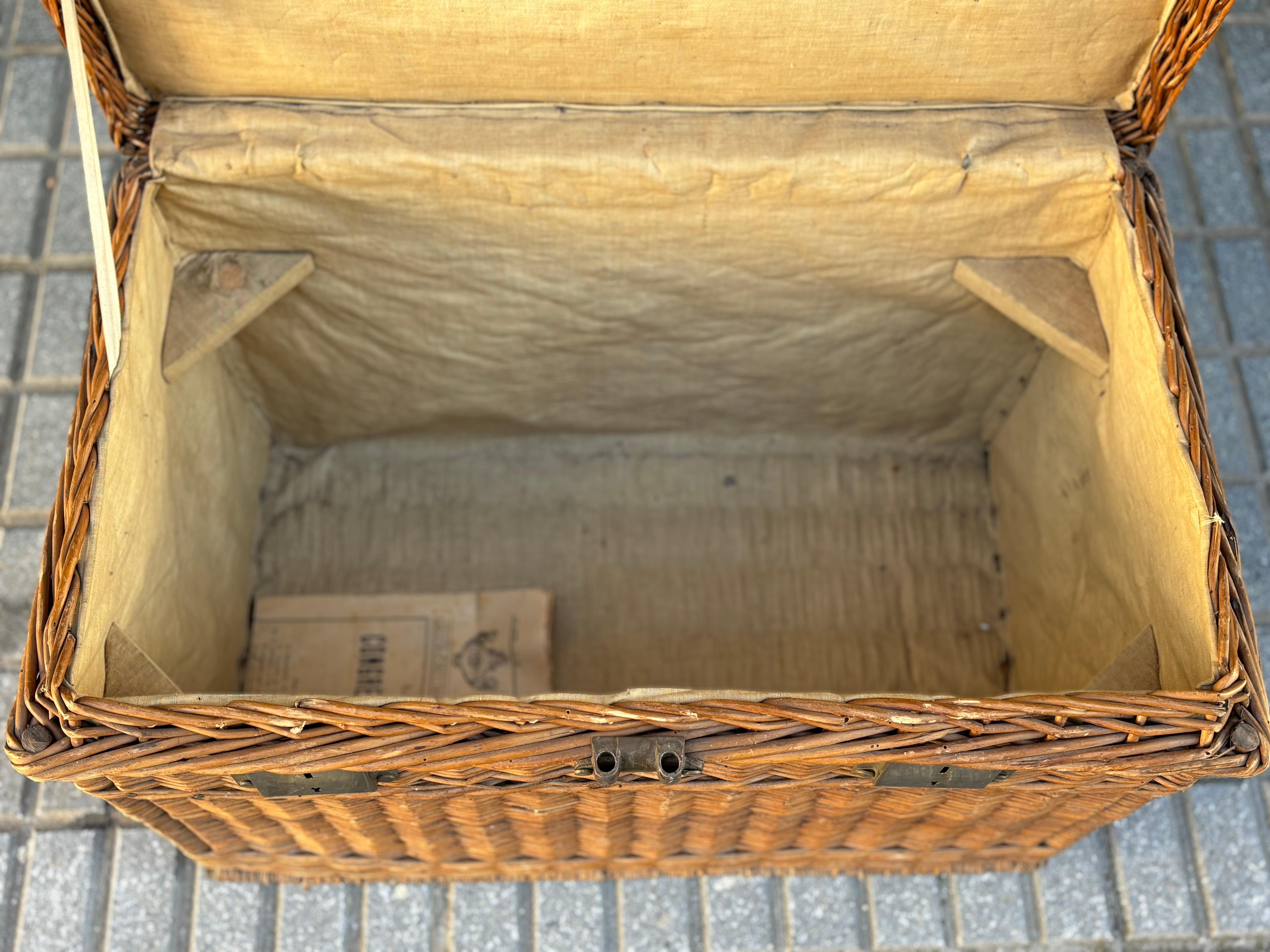 Large 19th Century French Wicker Storage Laundry Basket, 