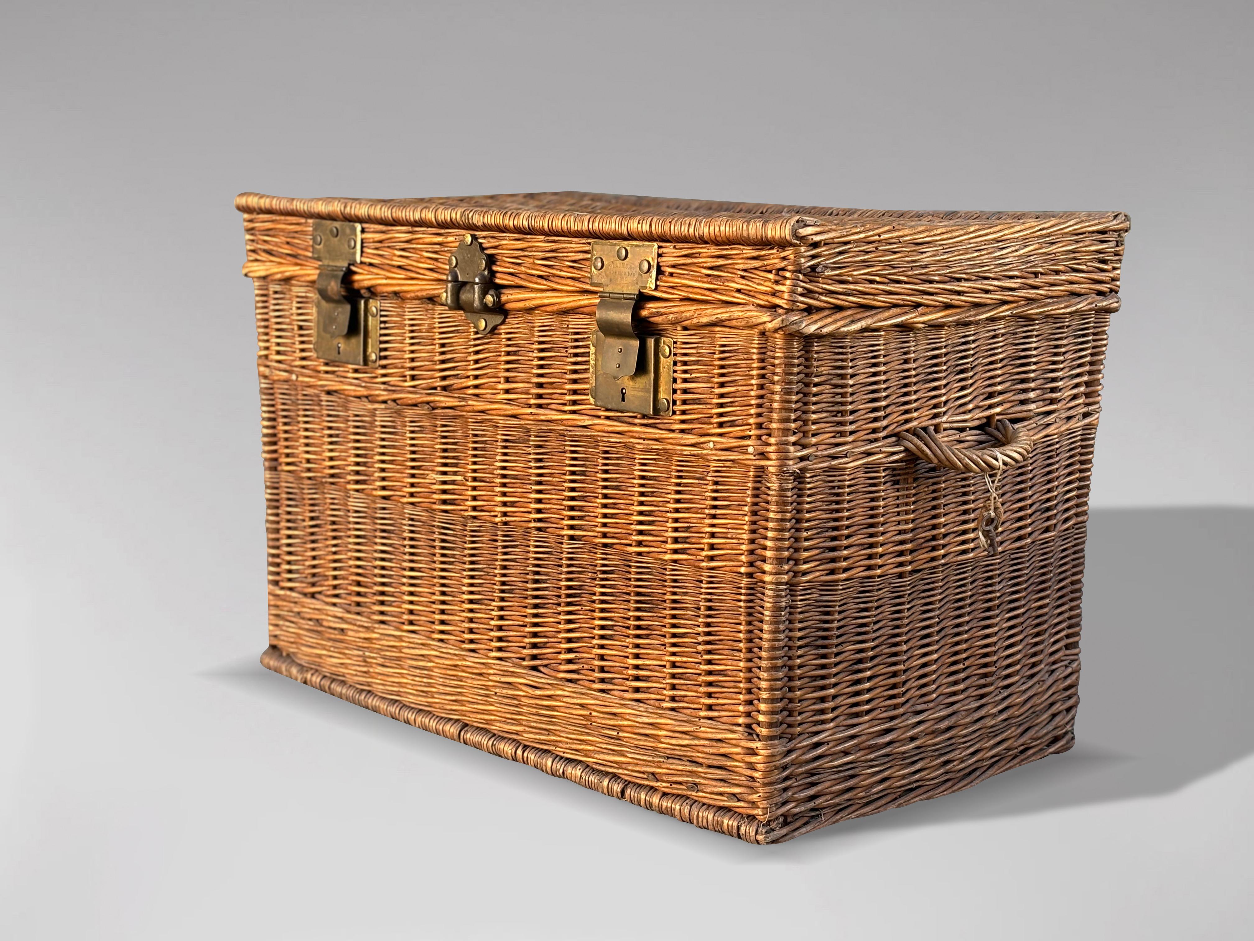 Large 19th Century French Wicker Storage Laundry Basket, 
