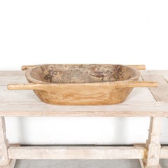 Granera o escudilla de madera francesa del siglo XIX con asas