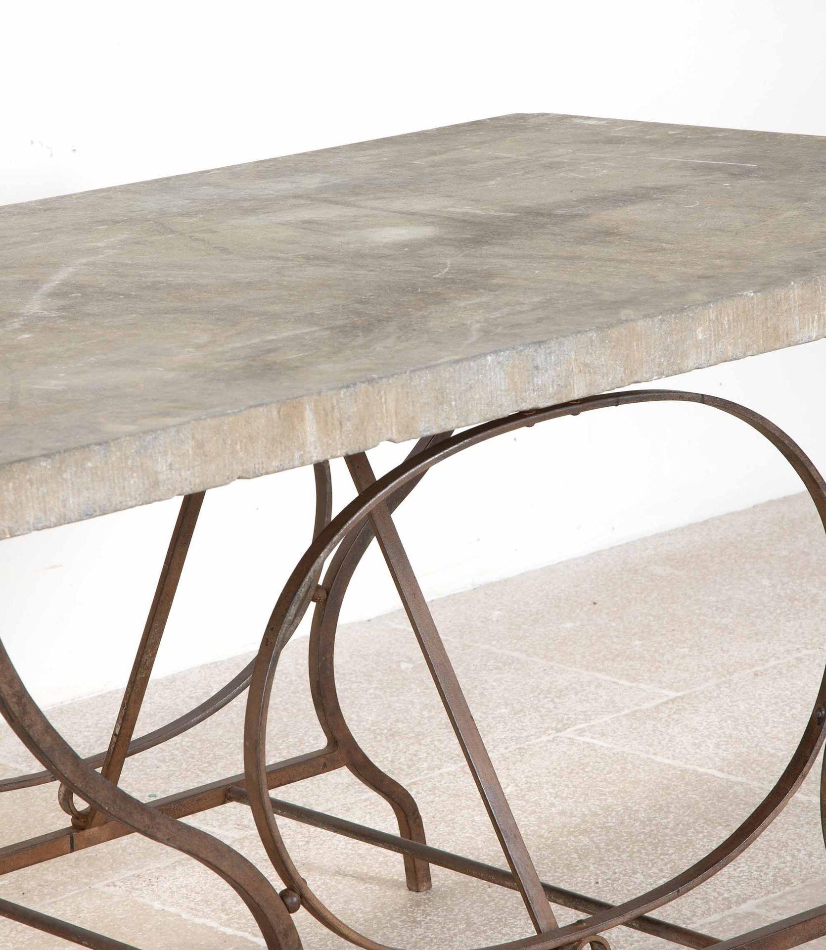 Large 19th Century French Wrought Iron and Stone Orangery Table For Sale 4