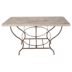 Used Large 19th Century French Wrought Iron and Stone Orangery Table