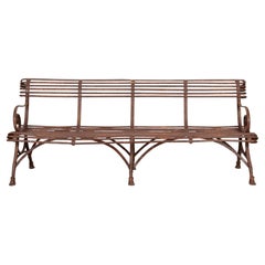 Large 19th Century French Wrought Iron Arras Garden Seat or Bench