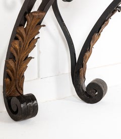 Large 19th Century French Wrought Iron Console with Marble Top