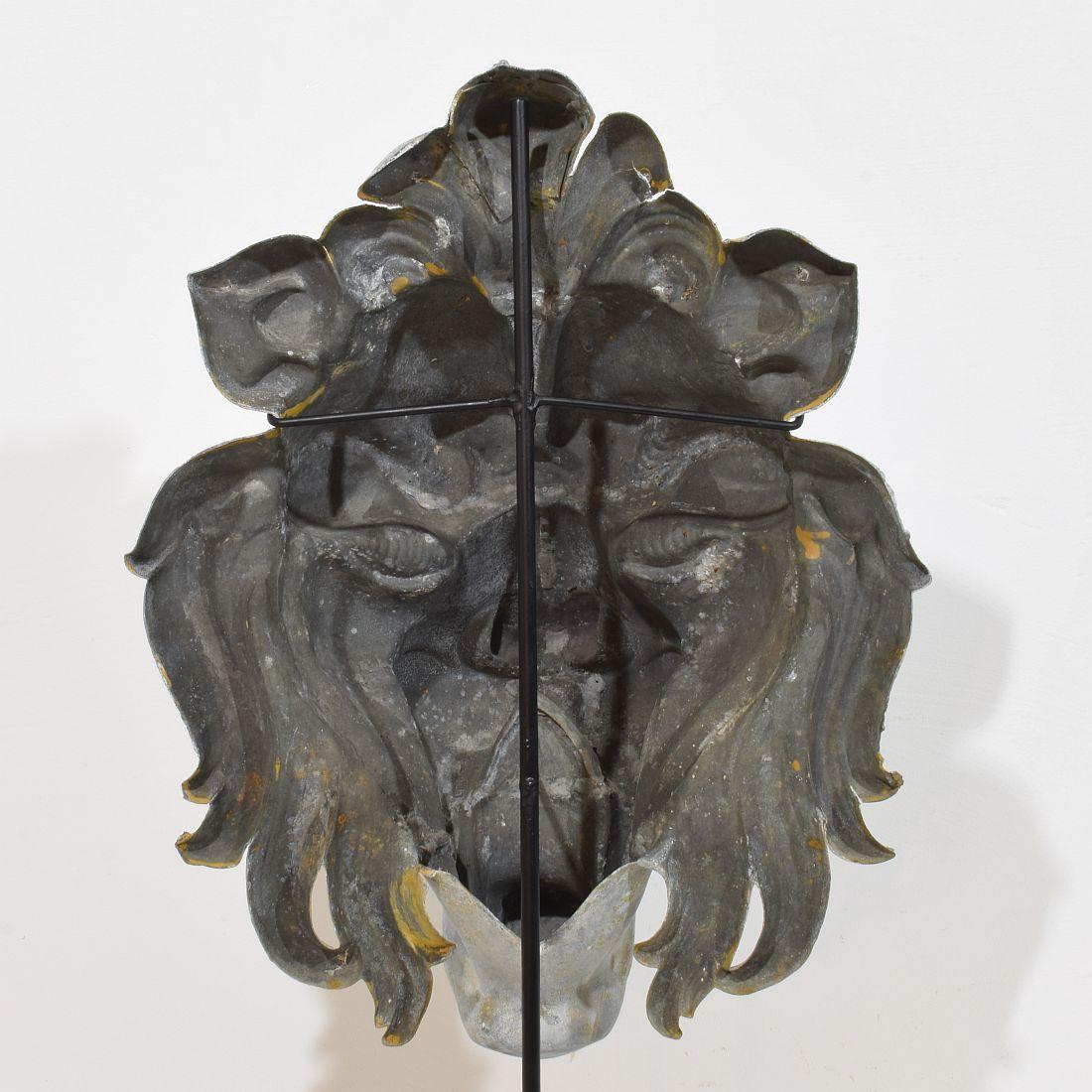 Large 19th Century, French Zinc Lion Head Fragment 6
