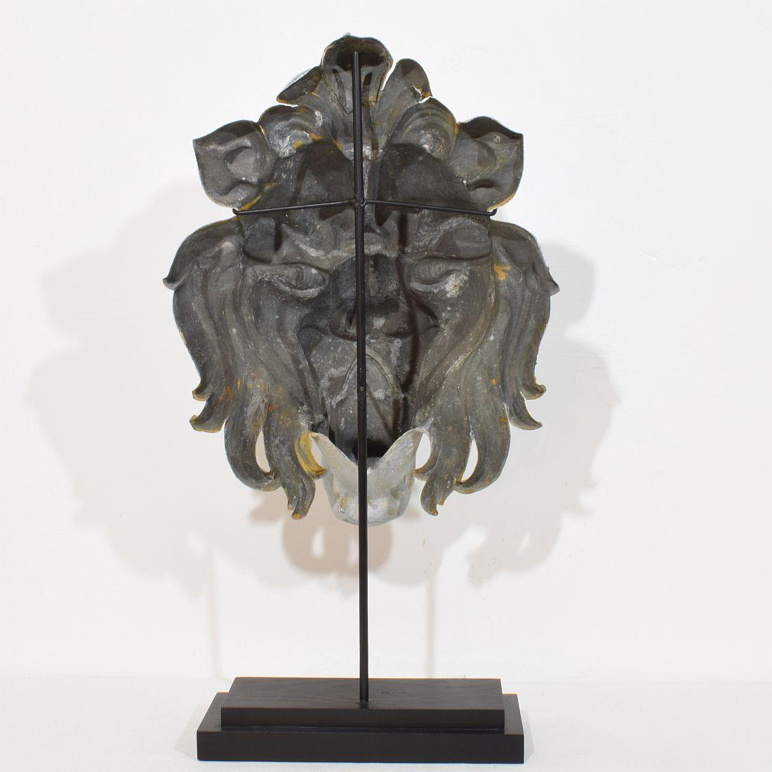 Large 19th Century, French Zinc Lion Head Fragment 1