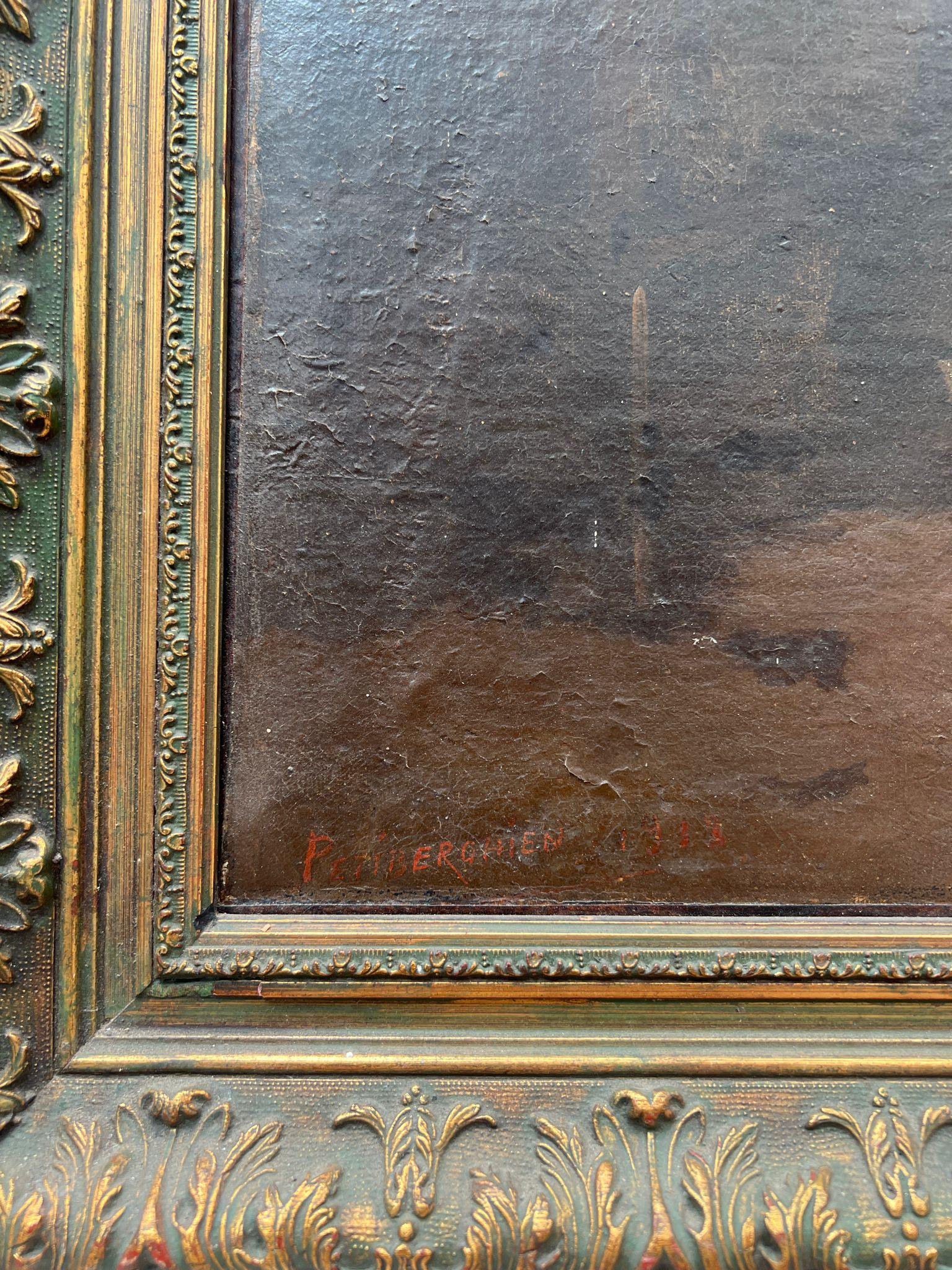 Peinture Grande peinture à l'huile de scène de genre du 19e siècle - 